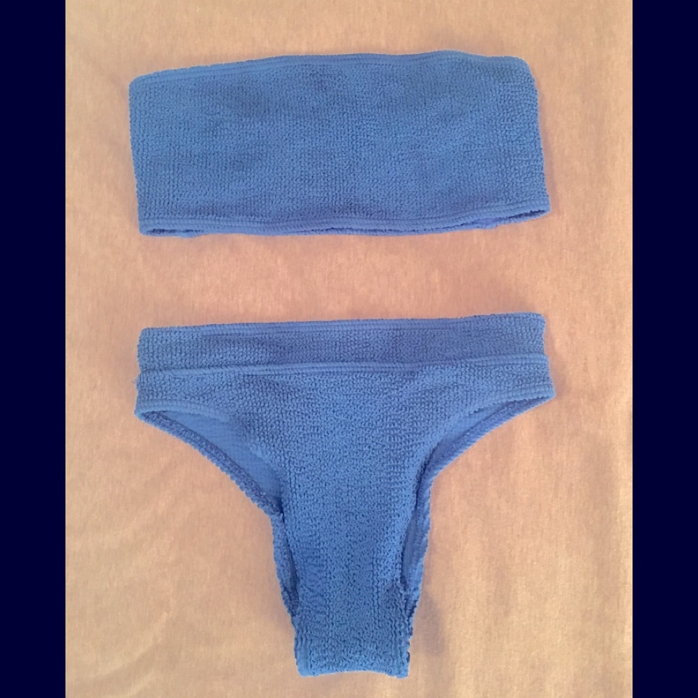 Frankie’s 1 size fits all high waisted, ribbed, bandeau bikini